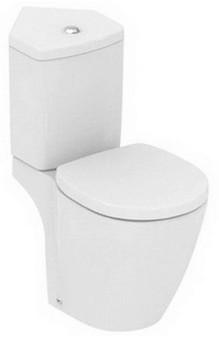 Унитаз-компакт угловой Ideal Standard Connect Aquablade 36,5*75 безободковый с крышкой-сиденьем микролифт горизонтальный выпуск
