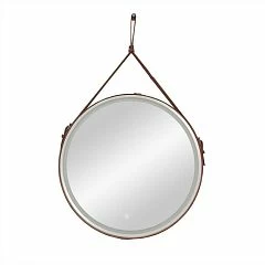 Зеркало Art&Max Milan 65 с Led подсветкой, ремень коричневая кожа