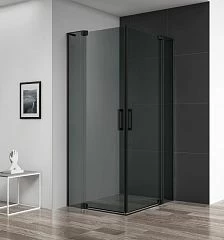 Душевой уголок Cezares SLIDER-A-2-70/80-GRIGIO-NERO 70/80*70/80*195 профиль черный стекло тонированное без поддона