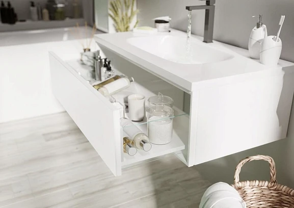 Тумба с раковиной MarkaOne Milacco 100П 1в.я. Pure White (верх)