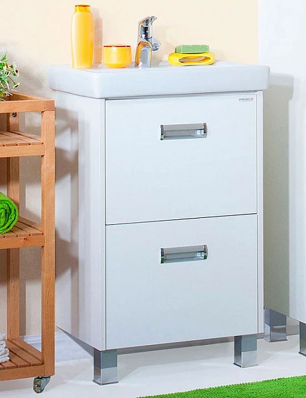 Тумба с раковиной Бриклаер Палермо 55 белый глянец напольная