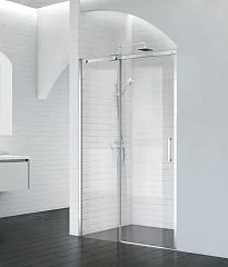 Душевая дверь в нишу BelBagno ACQUA-BF-1-120-C-Cr 120*198 L/R профиль хром с поддоном 120*90*3 черный матовый