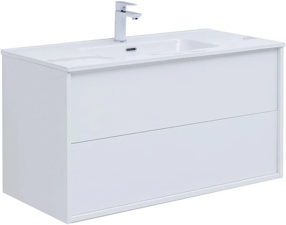 Тумба под раковину Aquanet Lino 100 (Flat) белый глянец