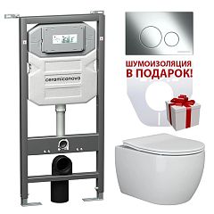 Комплект инсталляции Ceramicanova Envision, унитаз Play Rimless, клавиша смыва Round хром