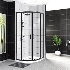 Душевой уголок BelBagno UNO-195-R-2-90-C-NERO 90*90*195 без поддона