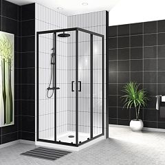 Душевой уголок BelBagno UNO-195-A-2-100-C-NERO 100*100*195 без поддона