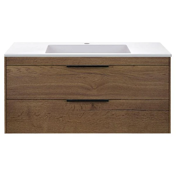 Тумба с раковиной Vincea Chiara 2D 100 дуб табак (белая раковина)