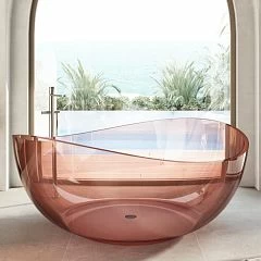 Прозрачная ванна ABBER Kristall AT9705Koralle 150х150 розовая