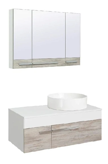 Комплект мебели Runo Вудлайн 100 скандинавский дуб/белый (раковина Palla 41*41)