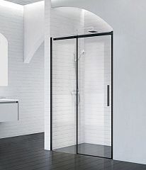 Душевая дверь в нишу BelBagno ACQUA-BF-1-150-C-NERO 150*195 профиль черный матовый без поддона