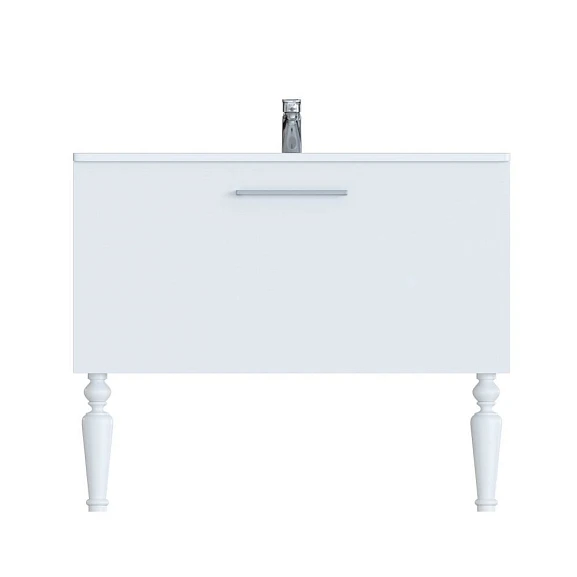 Тумба под раковину SanVit Эмми 90 белый глянец/на выбор, цвет ручки никель/на выбор