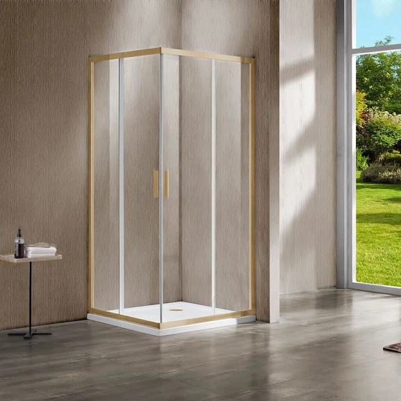 Душевой уголок Vincea Garda VSS 100*80*190 профиль брашированное золото без поддона