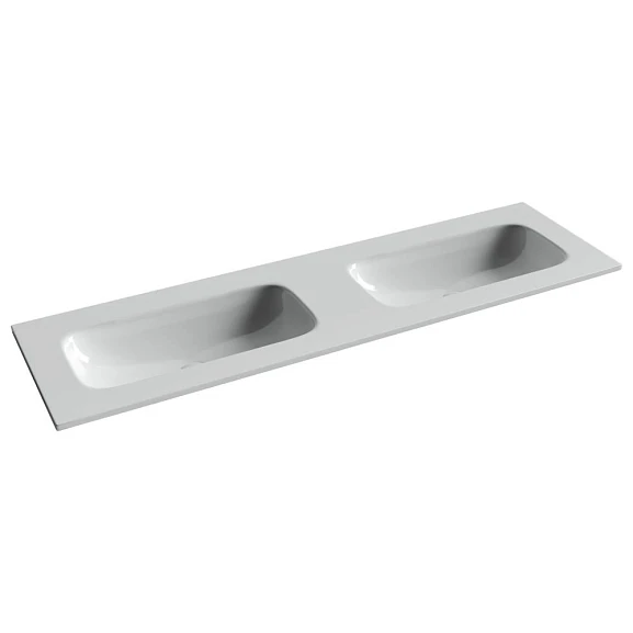 Встраиваемая раковина Ceramicanova Grace 161*45,7 с двумя чашами без отверстий под смеситель белый глянец