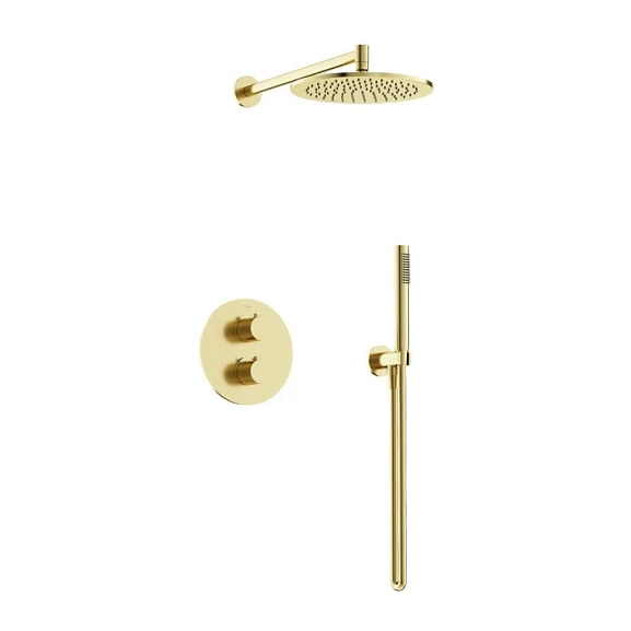 Душевой комплект Sancos Etna SC9010BG с термостатом скрытый монтаж брашированное золото