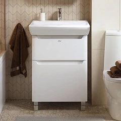 Тумба с раковиной Alavann Lana 60 белый глянец (раковина Q 60) Тумба с раковиной Alavann Lana 60 белый глянец (раковина Q 60)