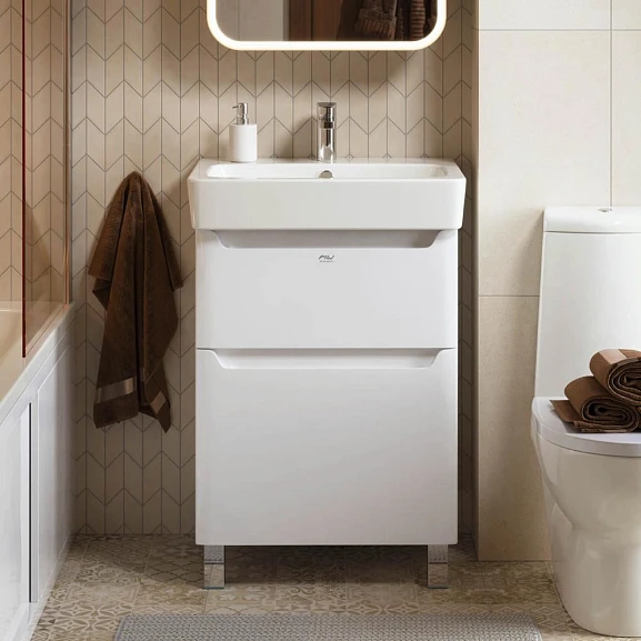 Тумба с раковиной Alavann Lana 60 белый глянец (раковина Нео 60)