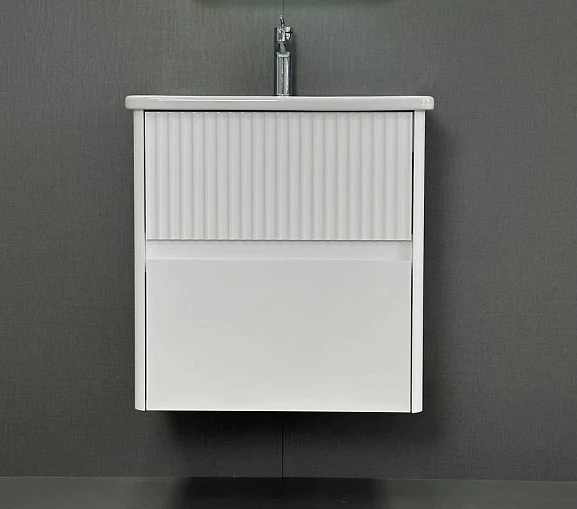 Тумба с раковиной Alavann Wave 60 белый глянец