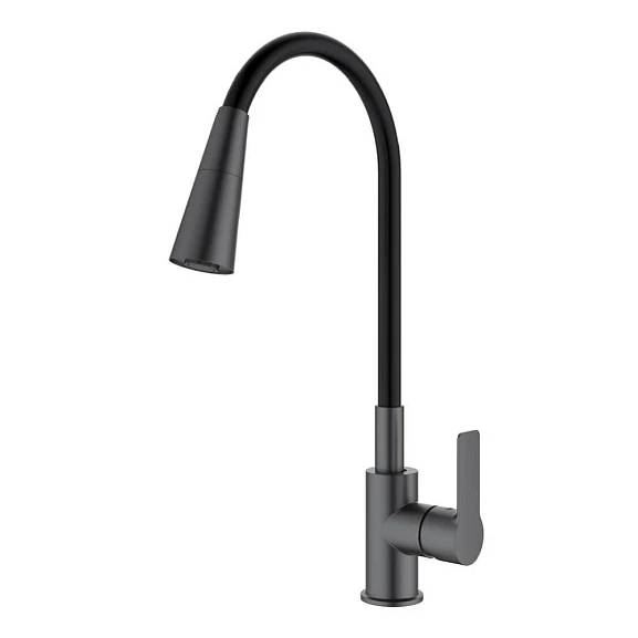 Смеситель Splenka S06.43.09 для кухни с гибким изливом графит