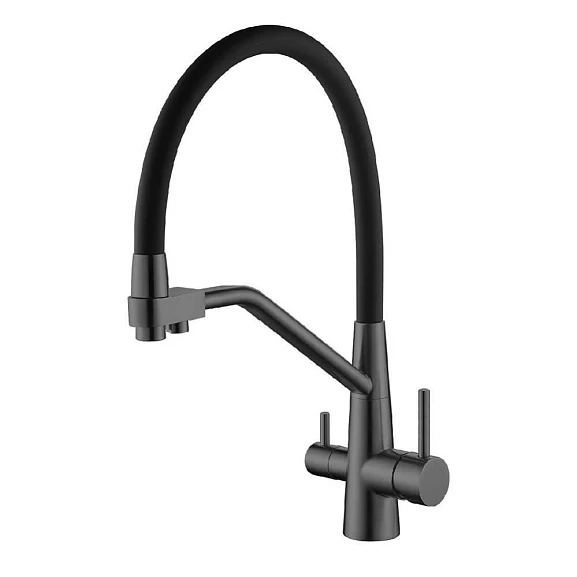 Смеситель Splenka S71.62.07 для кухни с гибким изливом и функцией подключения фильтра серый