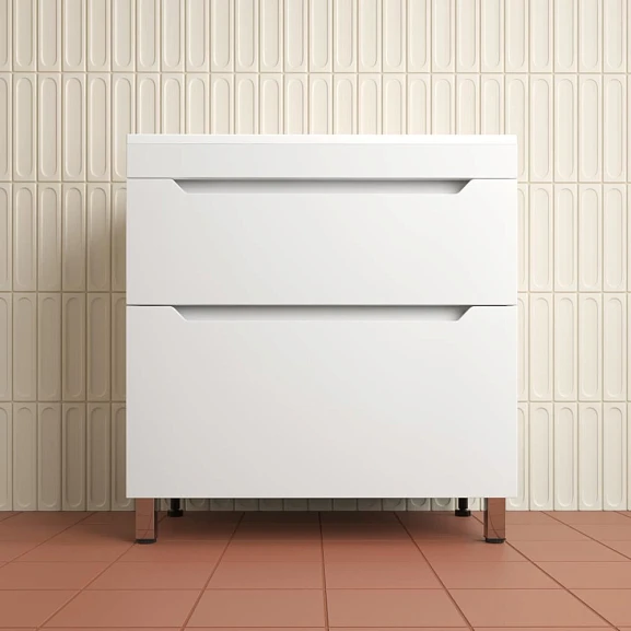 Тумба с раковиной Style Line Остин 80 напольная белая матовая