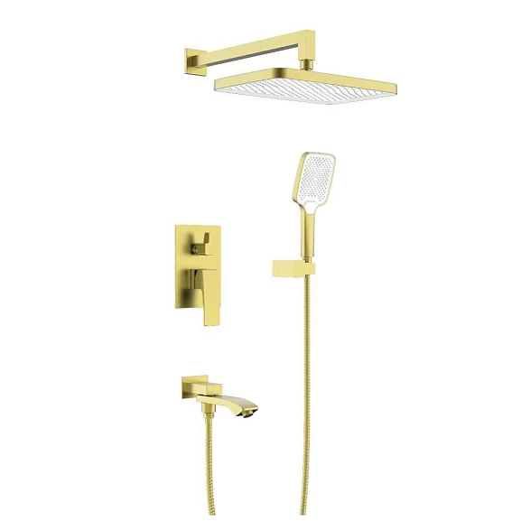 Душевой комплект Raglo R01.27.03 с изливом скрытый монтаж золотой сатин