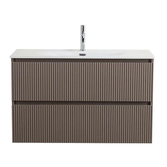 Тумба с раковиной BelBagno Uno 100 бежевая матовая с двумя ящиками