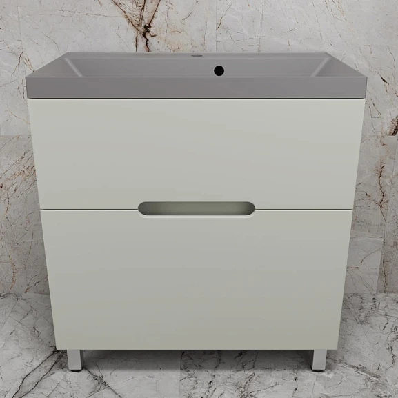 Тумба с раковиной Style Line Матис 80 напольная олива (раковина Asti 80*45 серый шелк)