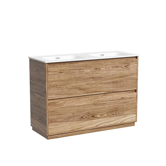 Тумба с раковиной Sancos Libra 120 напольная дуб чарльстон (двойная раковина Element CN7004)