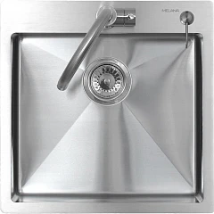 Кухонная мойка Melana ProfLine 50*50 врезная квадратная сатин с дозатором