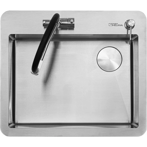 Кухонная мойка Melana ProfLine 62*54 врезная прямоугольная сатин с сифоном с дозатором