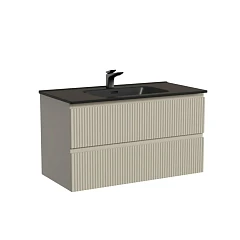 Тумба с раковиной Sancos Snob R 90 Beige Soft (раковина Element CN7002MB черная матовая)