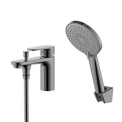 Смеситель на борт ванны Aquatek НИКА, оружейная сталь