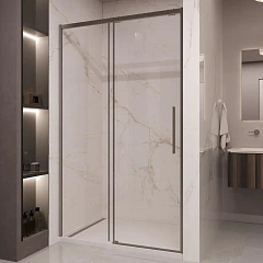 Душевая дверь в нишу Vincea Stella 110*200 стекло прозрачное профиль вороненая сталь без поддона