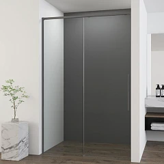 Душевая дверь в нишу Vincea Ultima 100*200 L/R профиль вороненая сталь без поддона