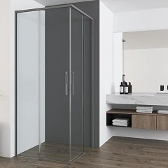 Душевой уголок Vincea Ultima VSS 100*80*200 профиль вороненая сталь без поддона