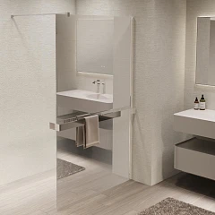 Душевая перегородка Vincea Walk-In 90*200 с полкой стекло зеркальное профиль хром без поддона