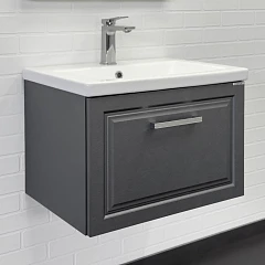 Тумба с раковиной Comforty Бросно 60П оружейная сталь с раковиной Como 60