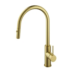 Смеситель Vincea City VKF-2C1BG для кухни с выдвижным изливом брашированное золото