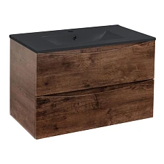Тумба с раковиной Vincea Mia 75 красное дерево (черная раковина)