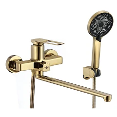 Смеситель Savol S-009024B универсальный с душевыми аксессуарами золото глянцевое