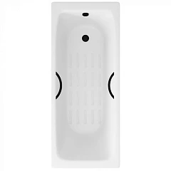 Чугунная ванна Delice Biove 170х75 с черными матовыми ручками и антискользящим покрытием (комплект)