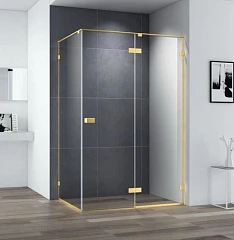 Душевой уголок Cezares Bellagio 120*90*197 профиль брашированное золото без поддона