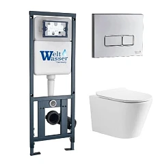Комплект инсталляции WeltWasser Marberg 410 с унитазом FARO Aria Tornado, хром глянец