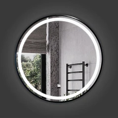 Зеркало Comforty Лея-60 в алюм. раме, LED-подсветка, бесконтактный сенсор, черный профиль