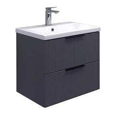 Тумба с раковиной Comforty Лима 60П2 антрацит с раковиной Como 60