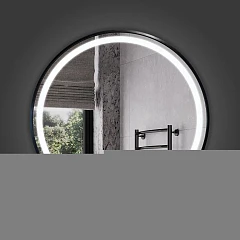 Зеркало Comforty Лея-60 в алюм. раме, LED-подсветка, бесконтактный сенсор, антизапотевание, чёрный матовый