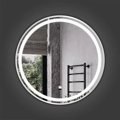 Зеркало Comforty Лея-60 в алюм. раме, LED-подсветка, бесконт. сенсор, серебряный матовый