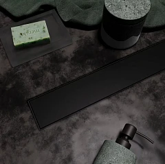 Душевой лоток Veconi Stesso VS400B боковой выпуск черный матовый