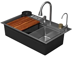 Кухонная мойка DQ DKS754604 75*46 многофункциональная сатин