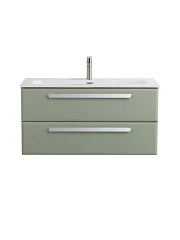 Тумба с раковиной Cezares Эко-Кер-Н/Eco-Cer-N 100 светло-зеленая матовая (раковина CZR-8073-100, ручки сатин)